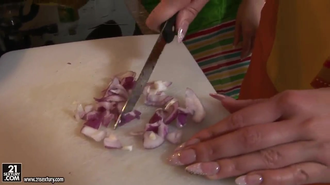 Aleska Diamond and Aletta Ocean are cooking.