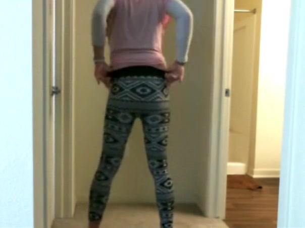 Tranny in tights and thong striptease