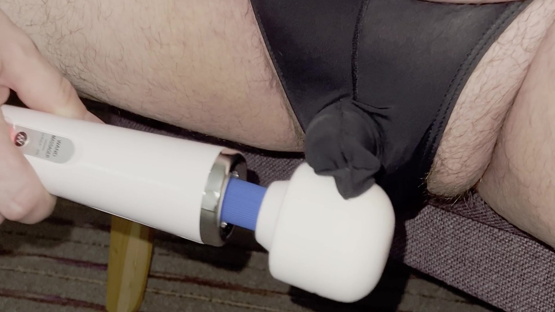 Magic Wand Tease In Black Sexy Underwear