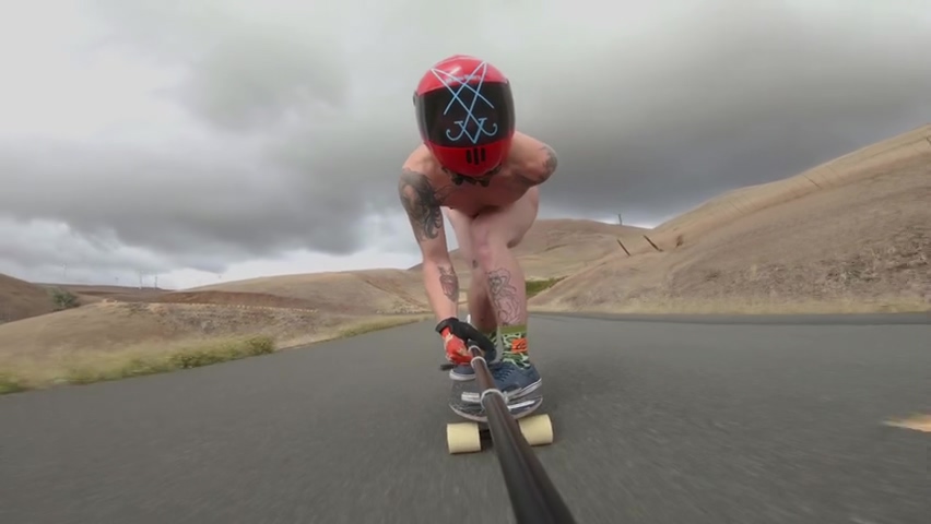 Downhill Naked On Longboard