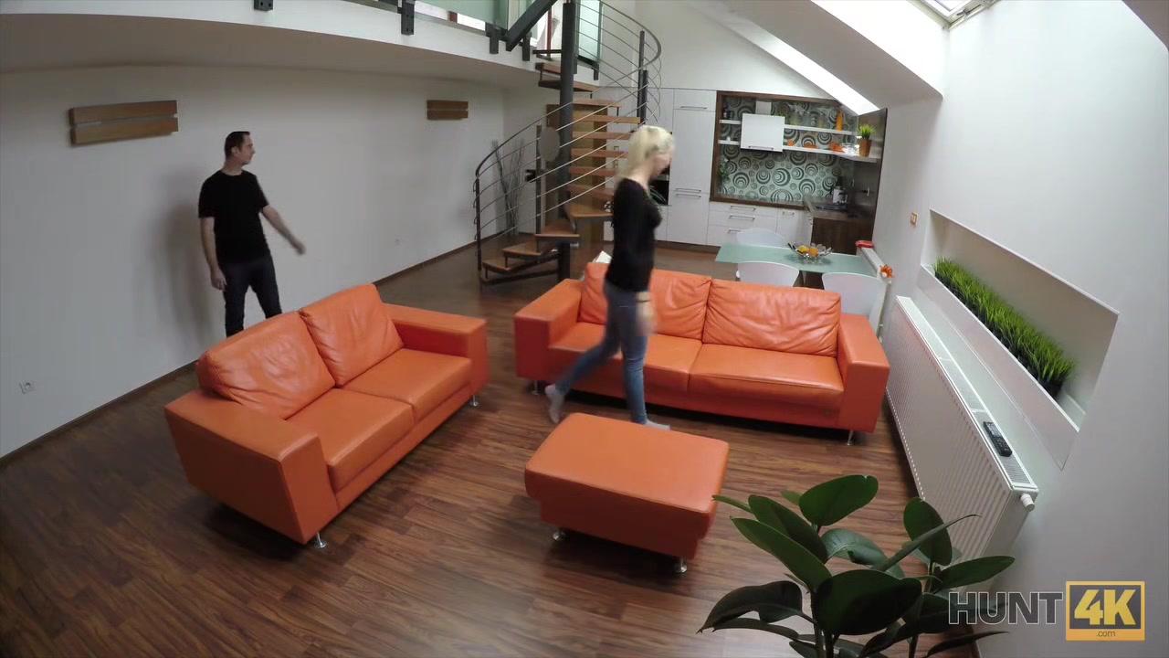 HUNT4K. Smiling girl sucks and rides boner well for good payment