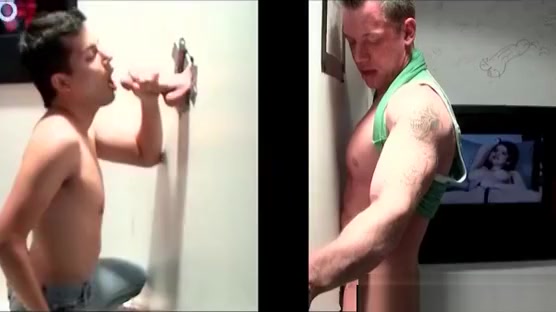Blonde dude takes gay BJ on gloryhole