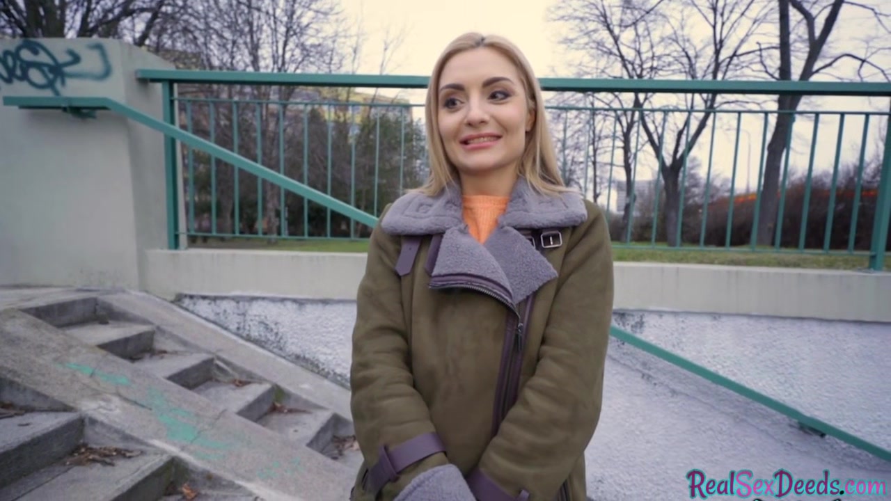 Blonde euro babe with natural tits gets fuck in public