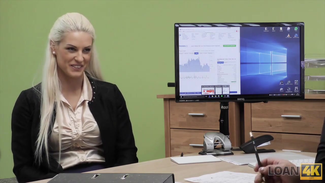 LOAN4K. Blonde beauty pays with sex for the future of her business