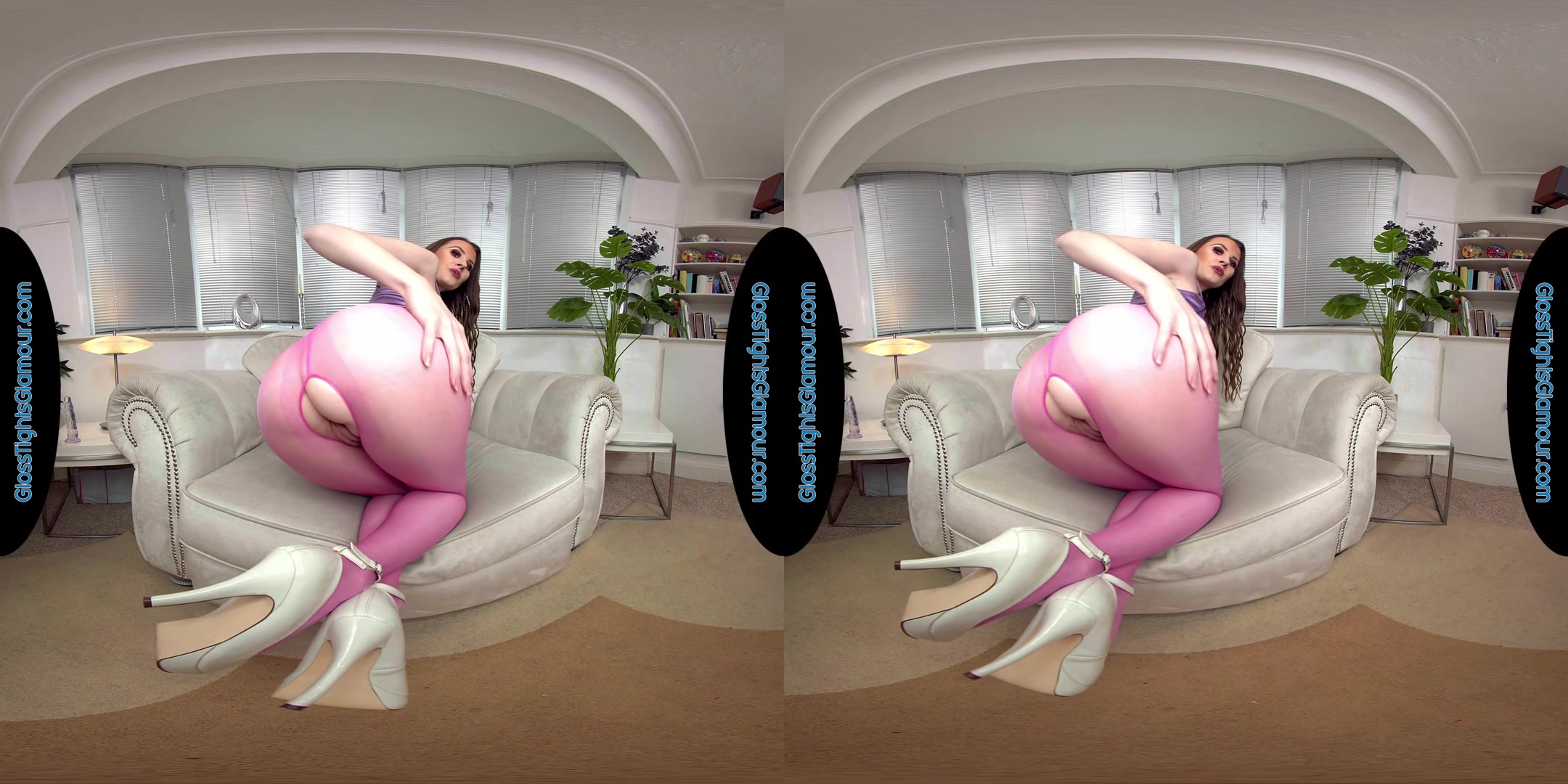 Brook Logan Pink Crotchless Glossy Legwear Treat Joi & Dildo - 8k Vr
