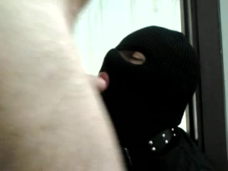 Slut wearing balaclava deep-throating my cock