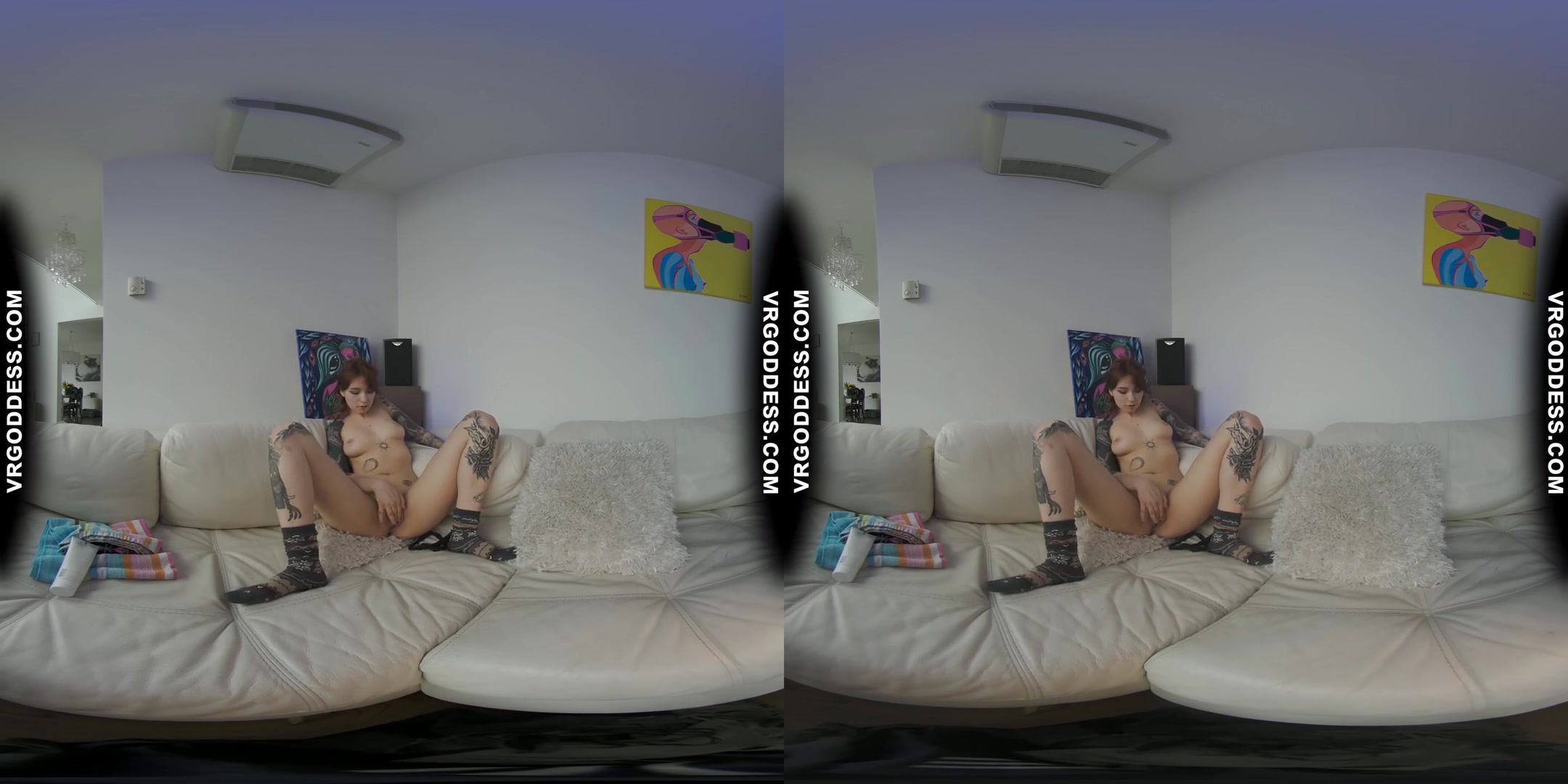 White Casting Couch With Gorgeous Hot Tattoo Babe Cherri Rubbing Lotion And Jilling Dildo Orgasm