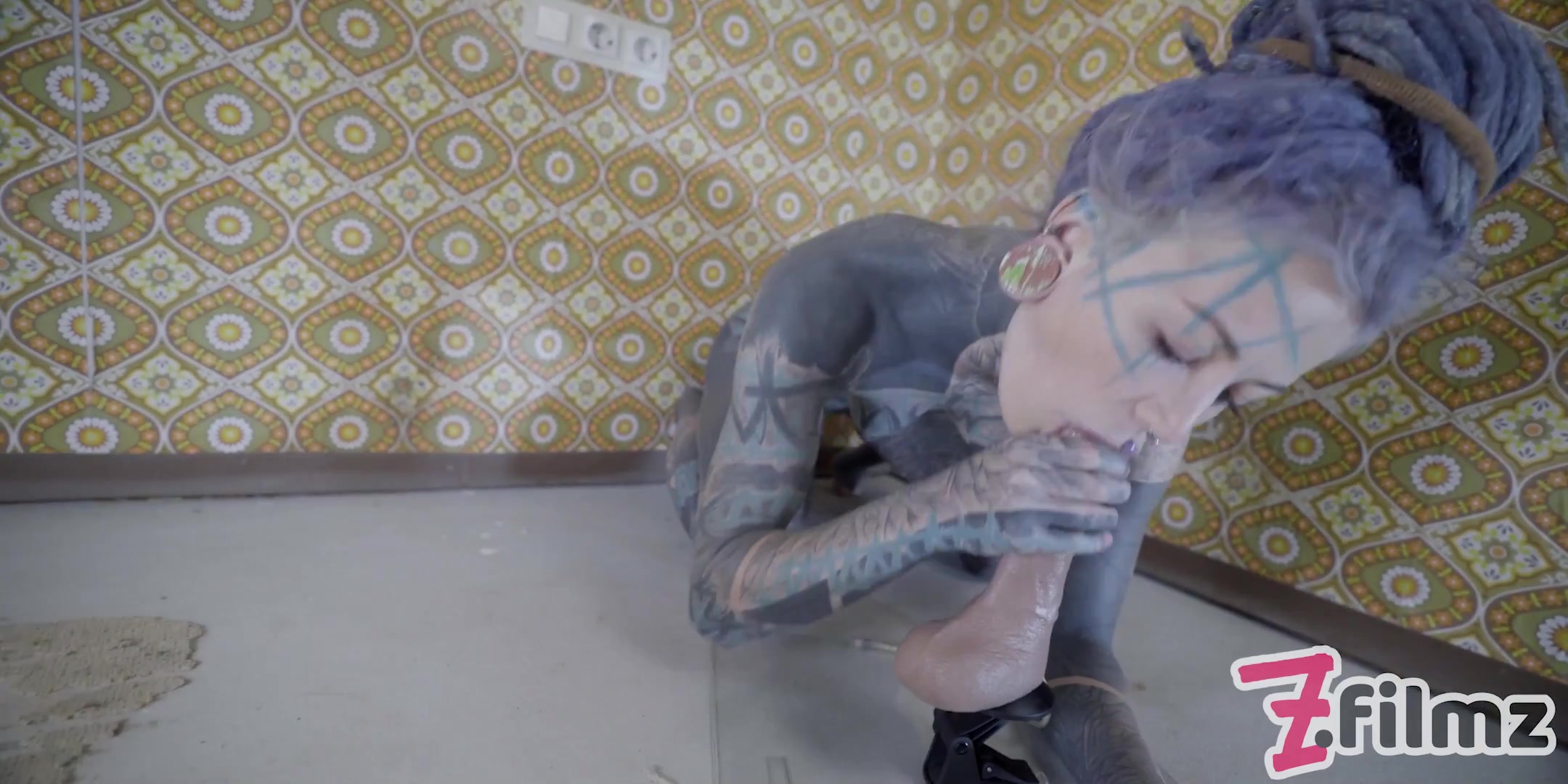 Alternative Tattoo Model Masturbating With Big Toy