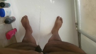 Shower piss and wank