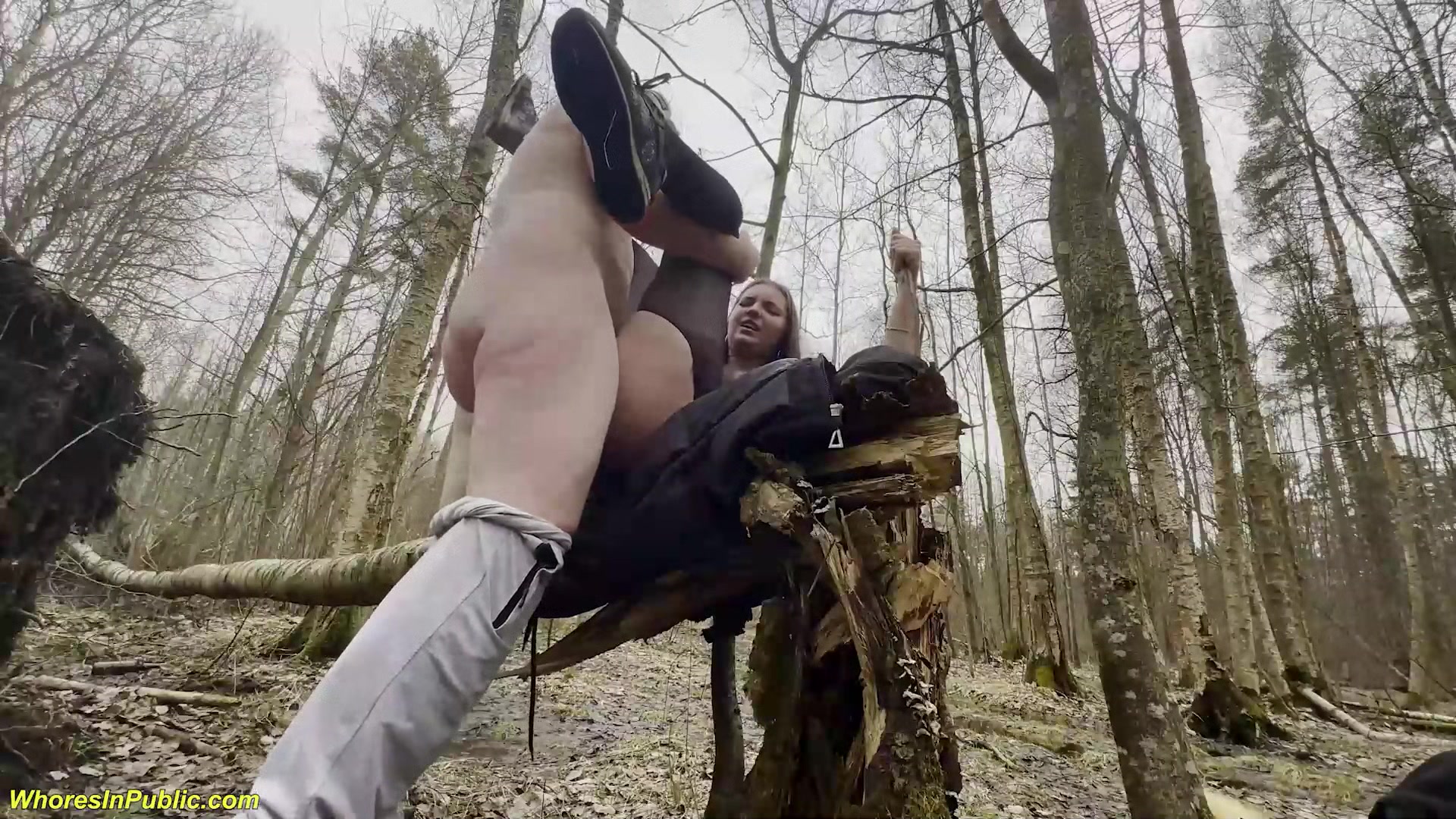 busty girl rough fucked in the forest