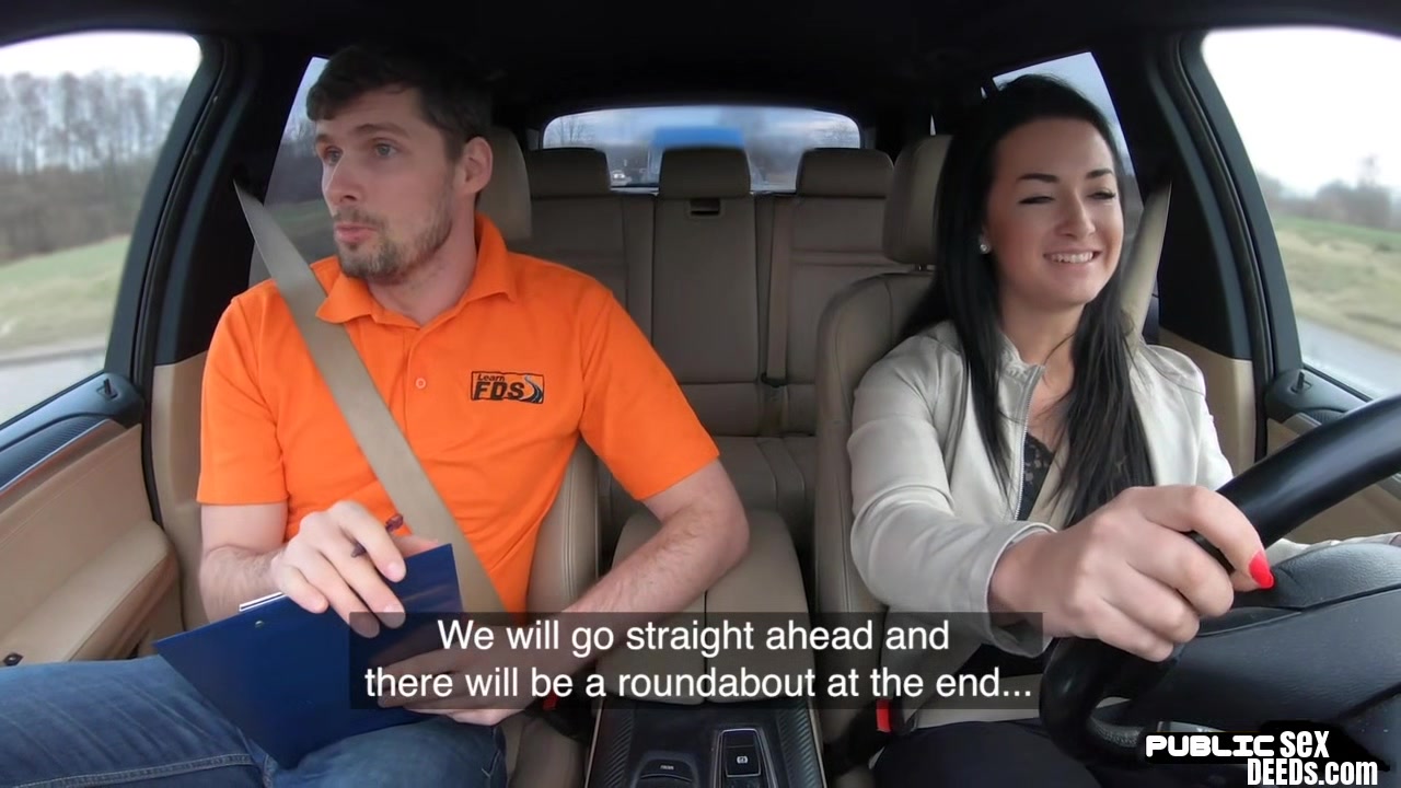 Car fucked driving student 18+ enjoys banging outdoor with tutor