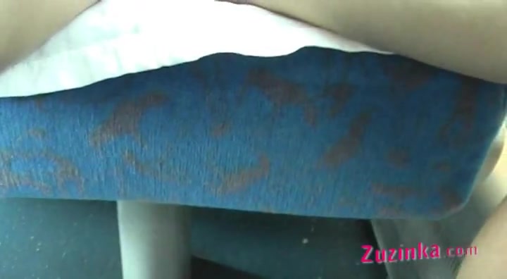 Zuzinka shows pussy in a crowded train