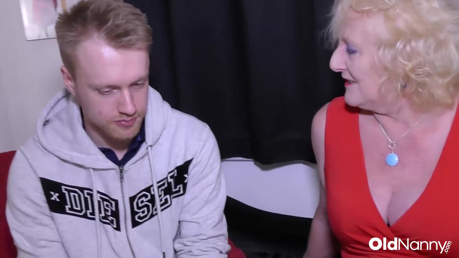 Blonde Granny In Red Dress Seduces Horny Guy For Hot Fuck