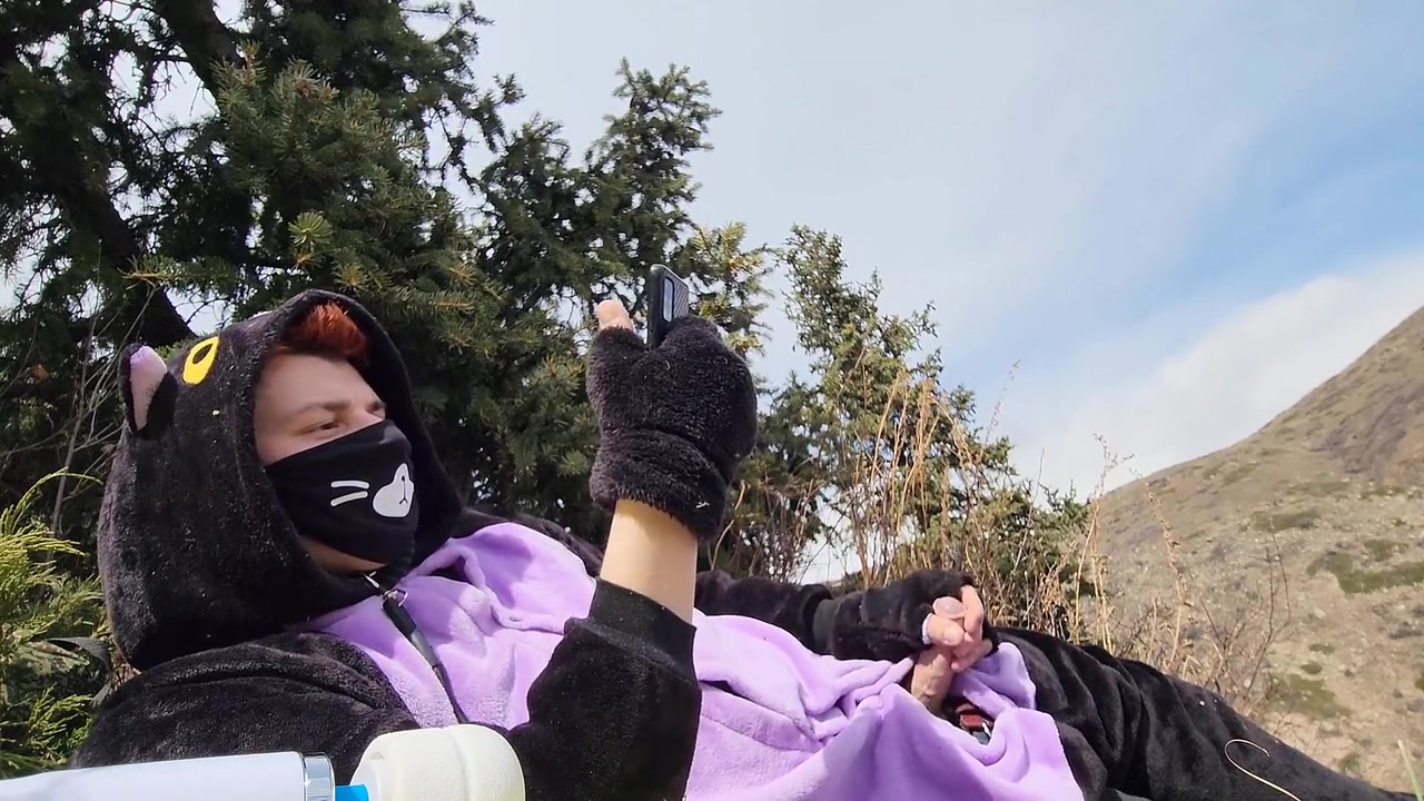 Catboy Moans In The Mountains And Masturbates