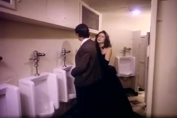 Hillary Summers, Rick Iverson in extremely hot classic porn scene in a toilet stall