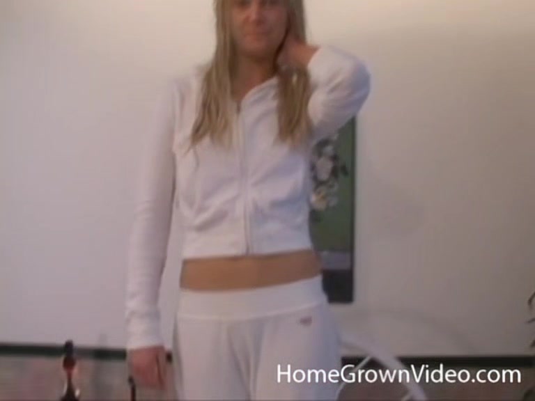 Watching my blonde girlfriend finger her shaved pussy