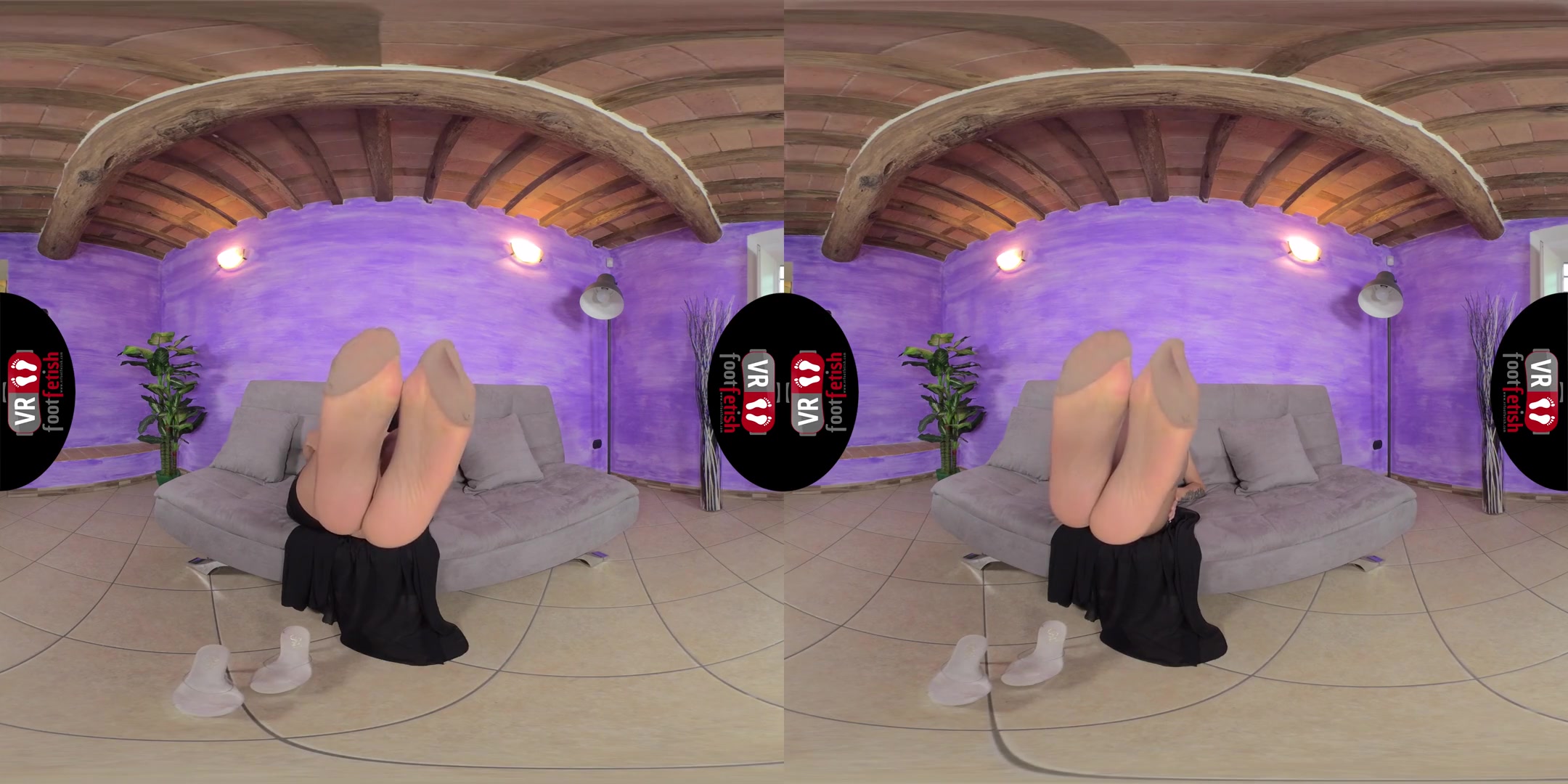 Stunning Chiara Pours Some Oil On Her Silky Smooth Nyloned Feet - Amazing Leg and Foot Fetish VR with Chiara
