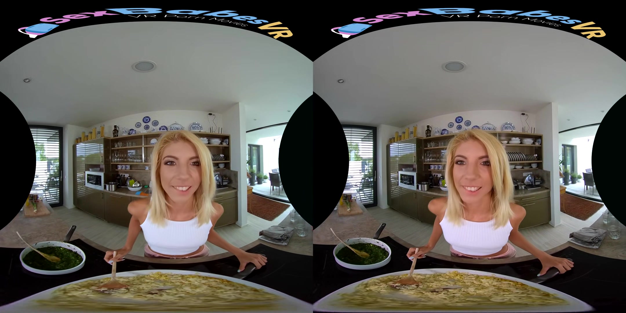 Dinner For You; Blonde Kitchen Food Girlfriend Blowjob Small Tits Shaved Pussy