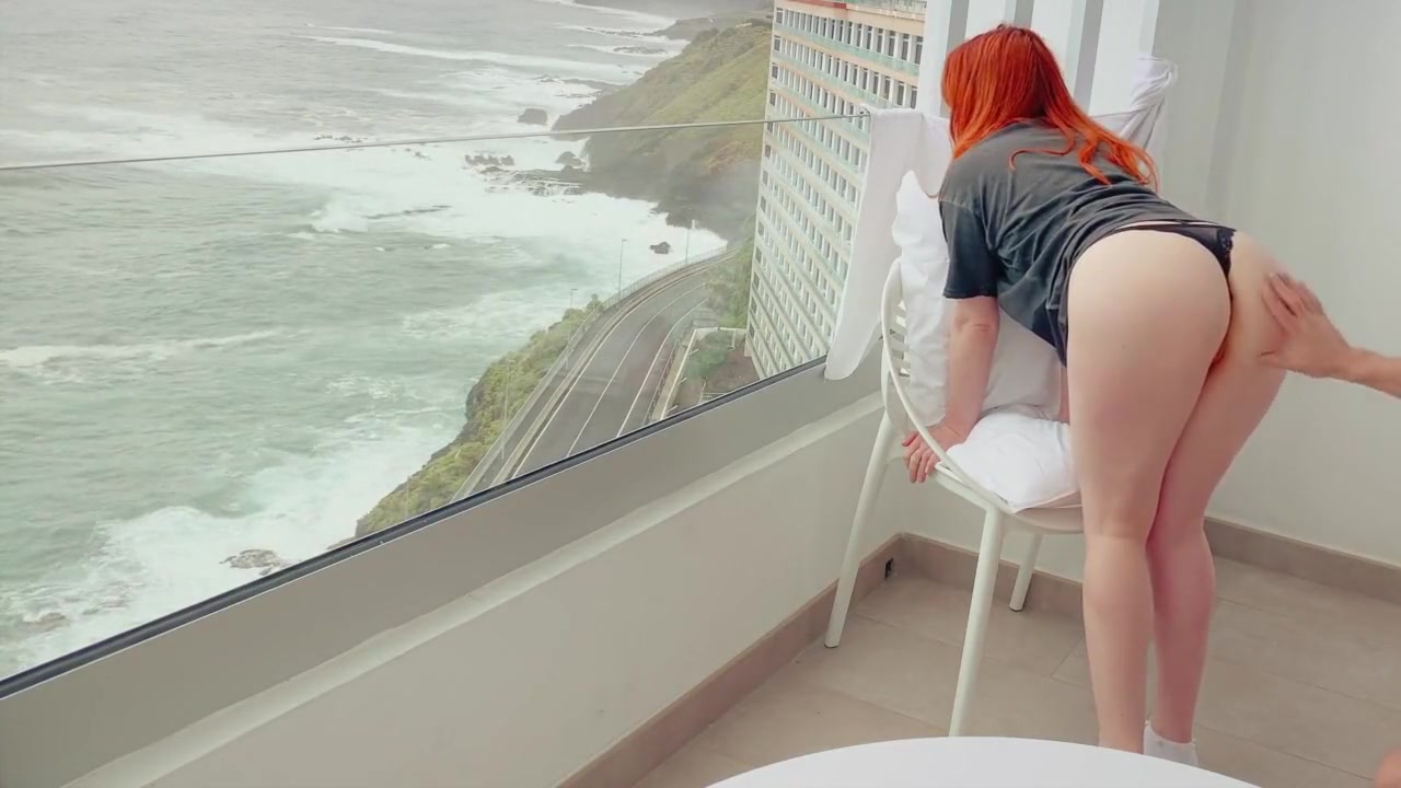 First Sex on Vacation - He CUMS in 30 SECONDS! Hotel Balcony Ginger PAWG