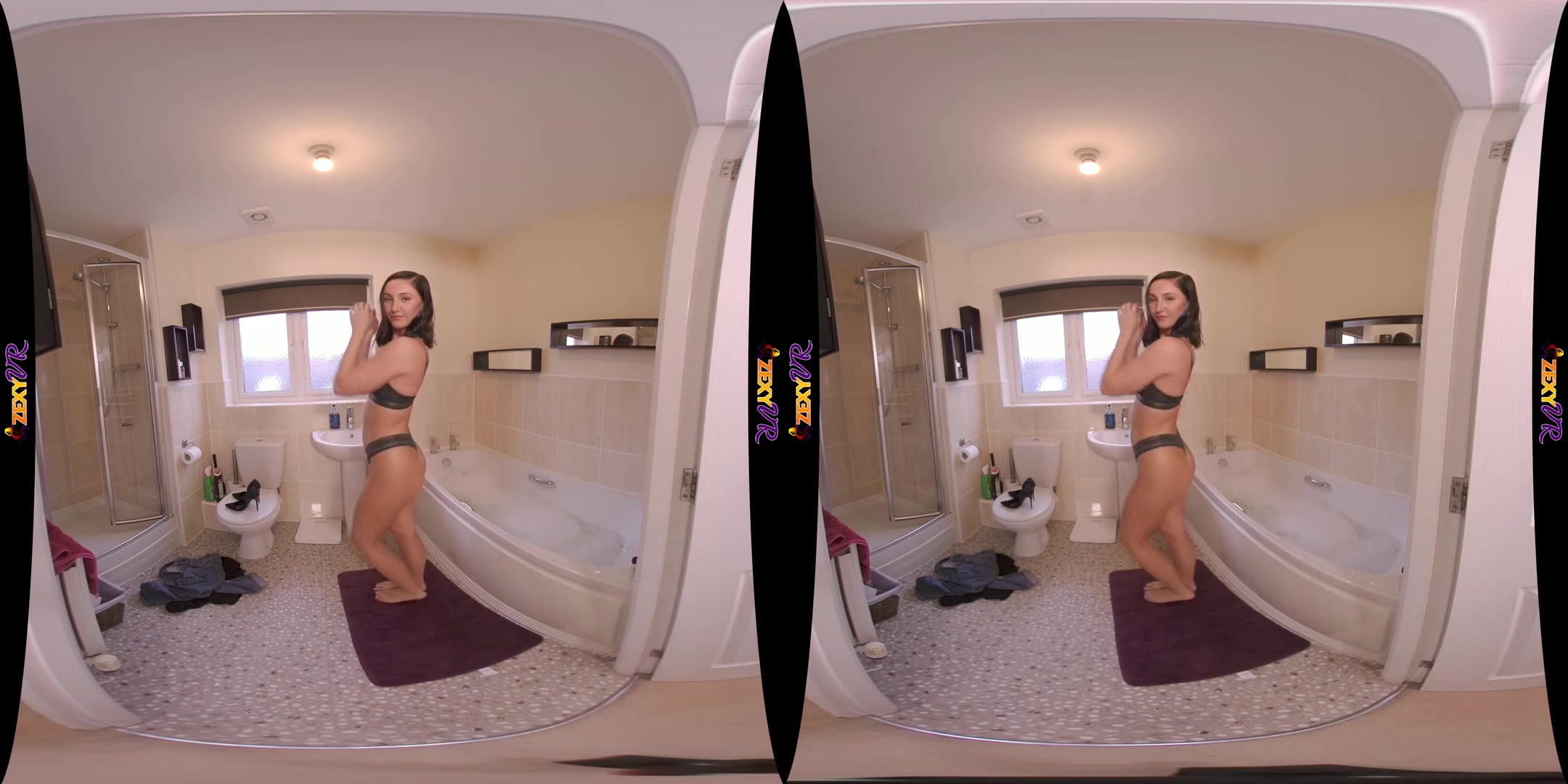 Strip & Soak - Cute Brunette Solo Striptease - SexLikeReal