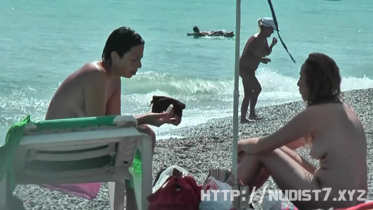 Public nudity scene with naked sexy nudist brunette 2