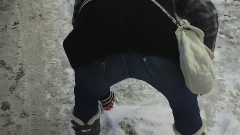 Sexually Excited and romantic pair sex on a cold snowy day