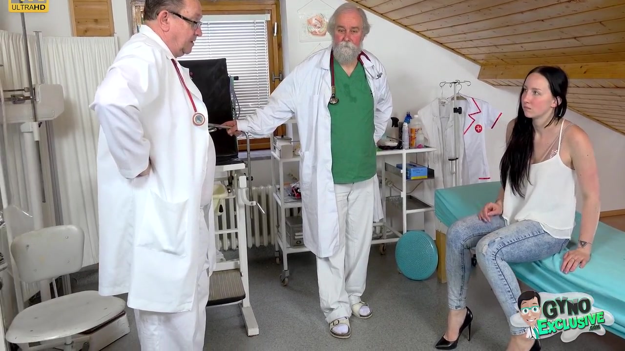 Fresh And Horny 19yo Girl Examined And Made To Cum By Two Old Doctors With Bella Angel