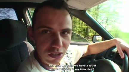 Beauty sucks in the car in front of everyone