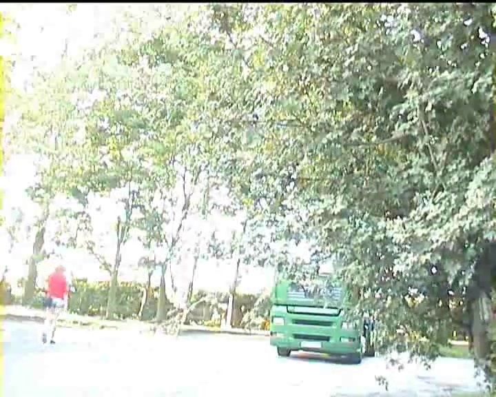 Dirty crossdresser on a road