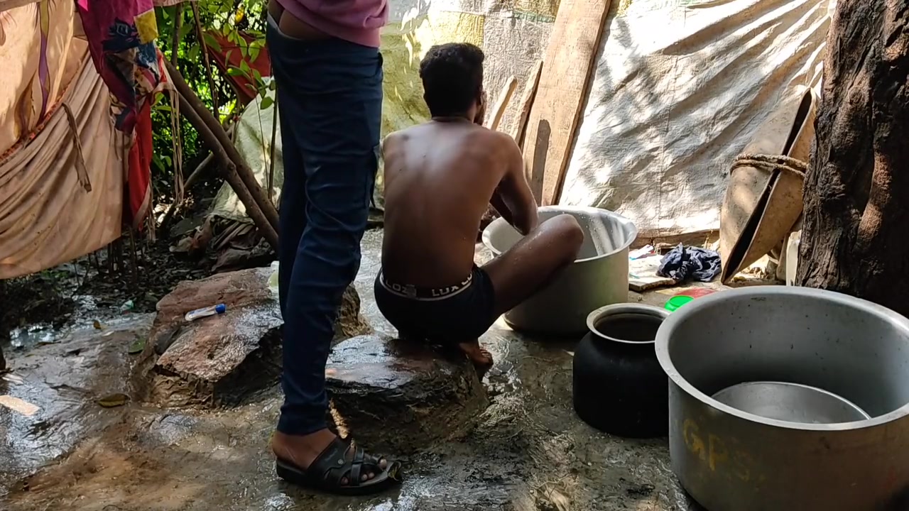 Two College Boys Are Parking Their Car And Taking Bath In Cold Water In The Village - Indian Gay Movies In Hindi With Gay Boy