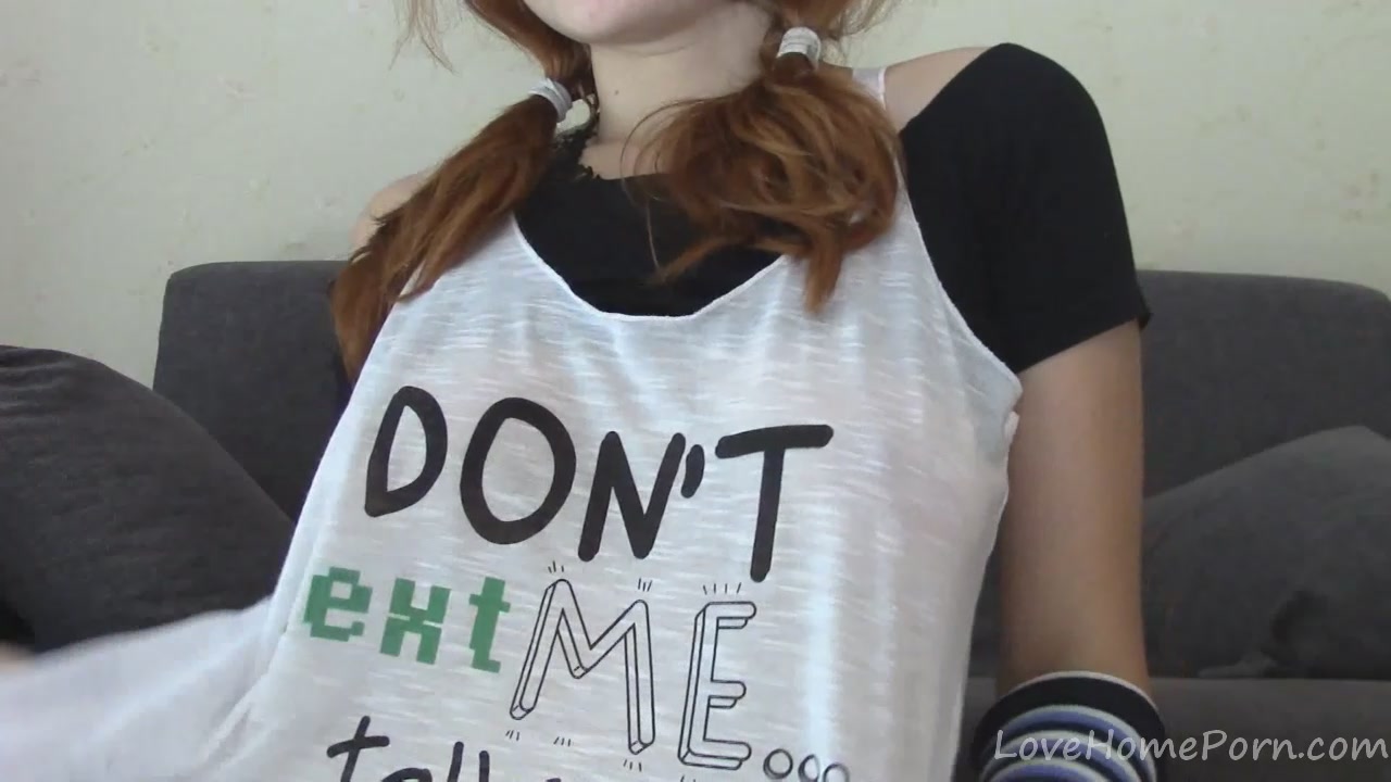 Redhead in striped socks loves to masturbate