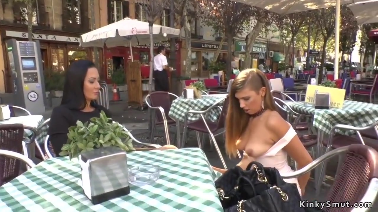 Brunette Sub Worship Feet In Public