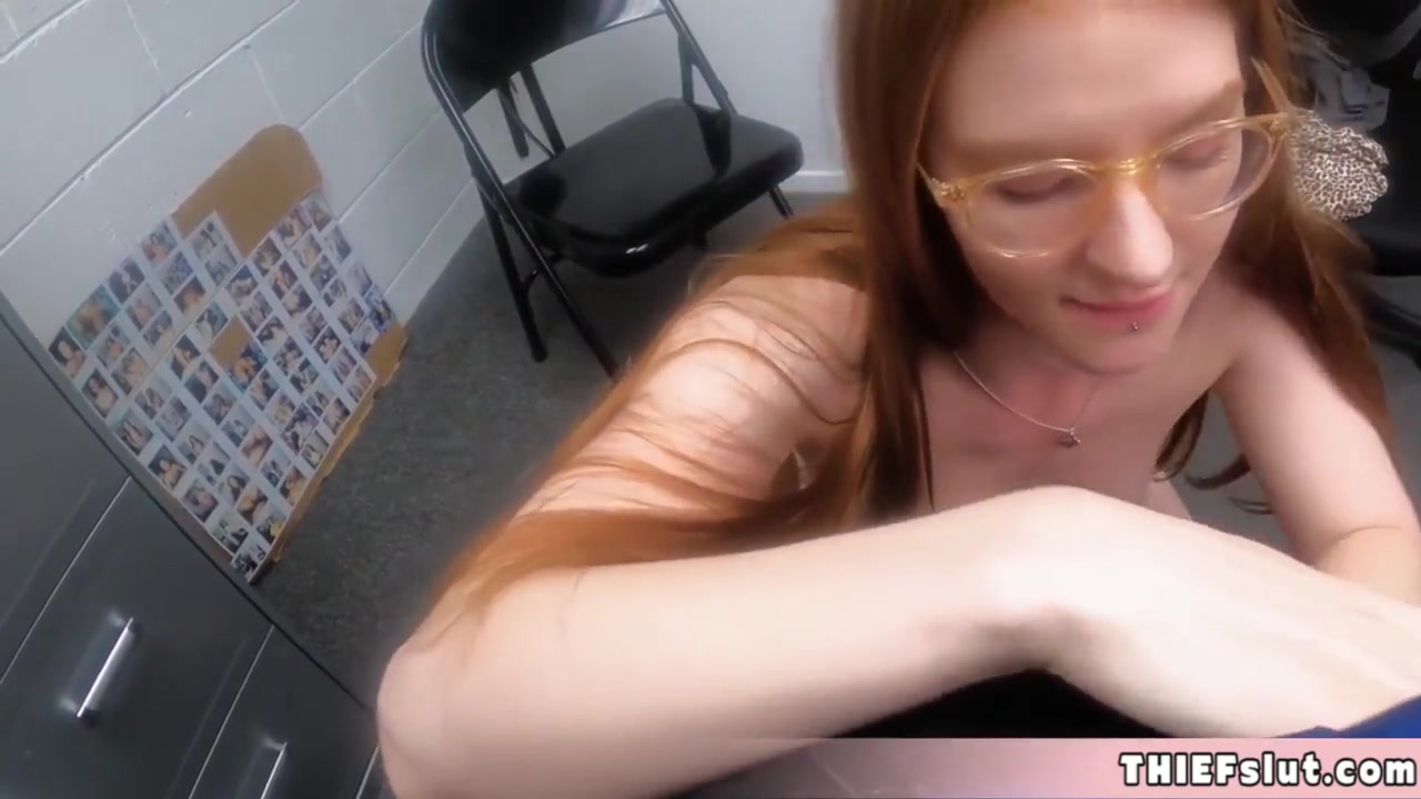 Cute Geeky Bespectacled Redhead teen 18+ Tried To Steal In The Lingerie Store And Busted