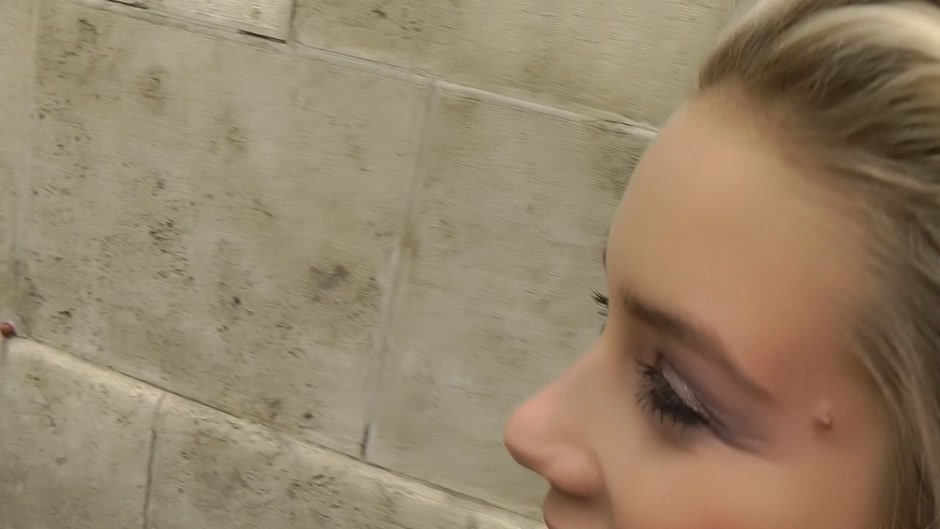 Cute blondie has hardcore sex in the street