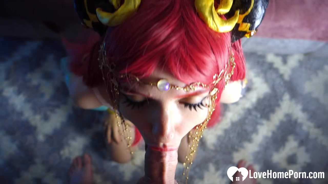 Redhead cosplayer devours dick before getting fucked