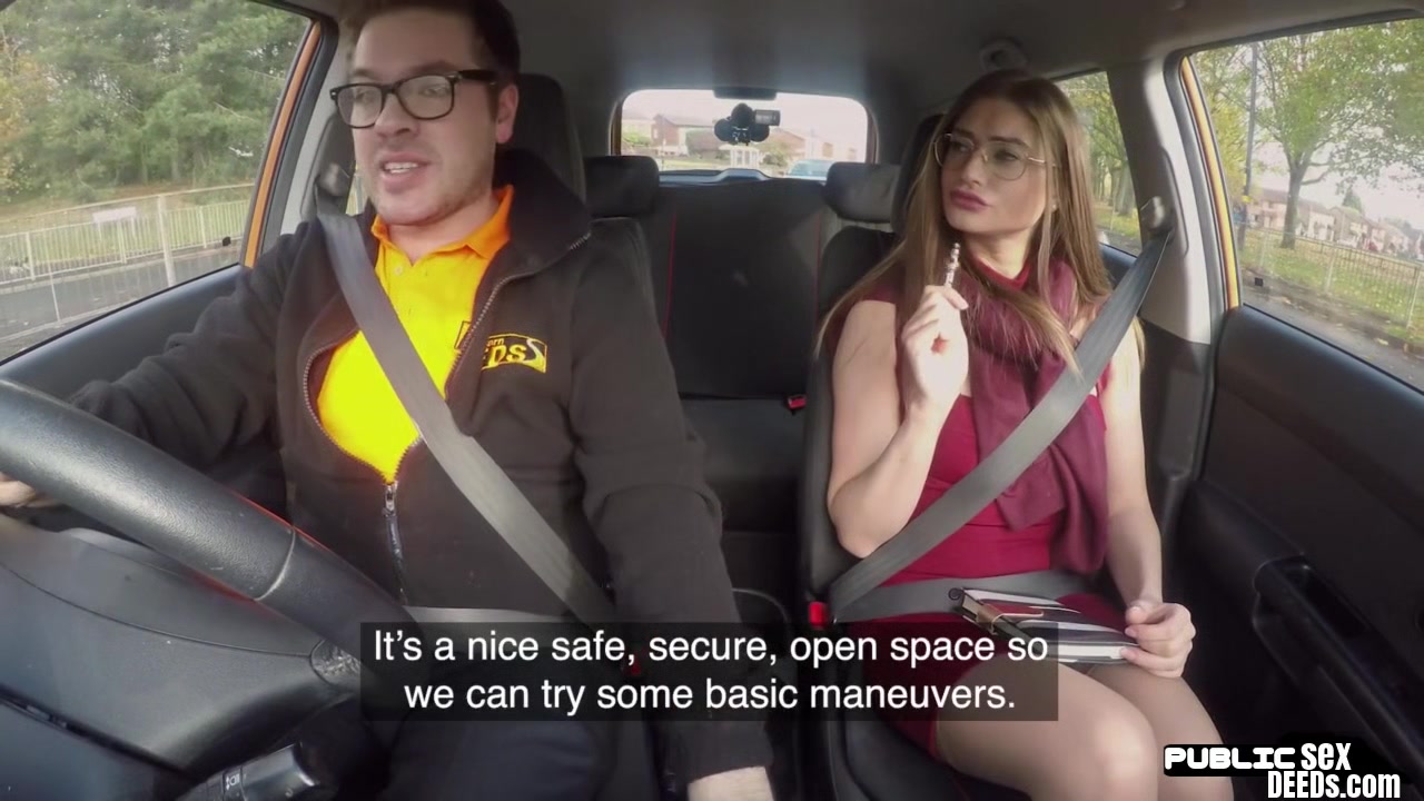 student 18+ driver publicly blows instructor during kinky lesson