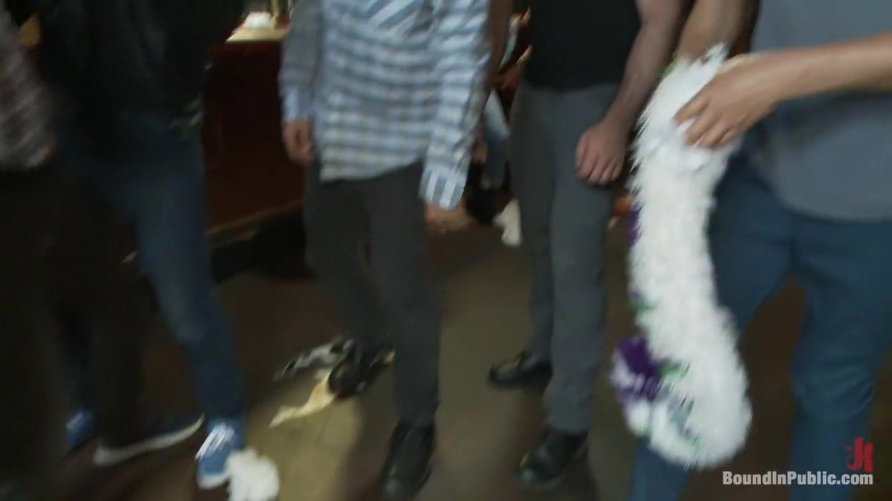 A furry gets and gang fucked at a public bar