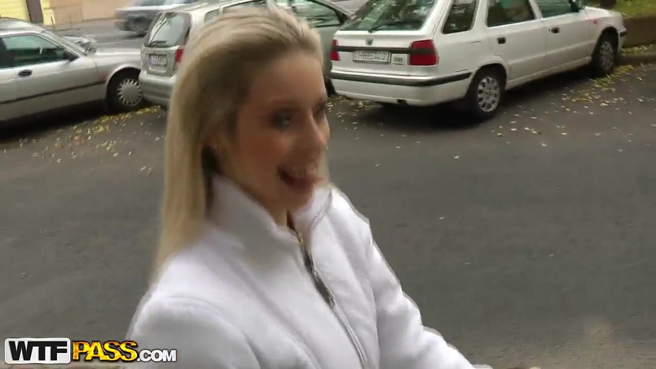 Man seduces blonde hottie to relax outside