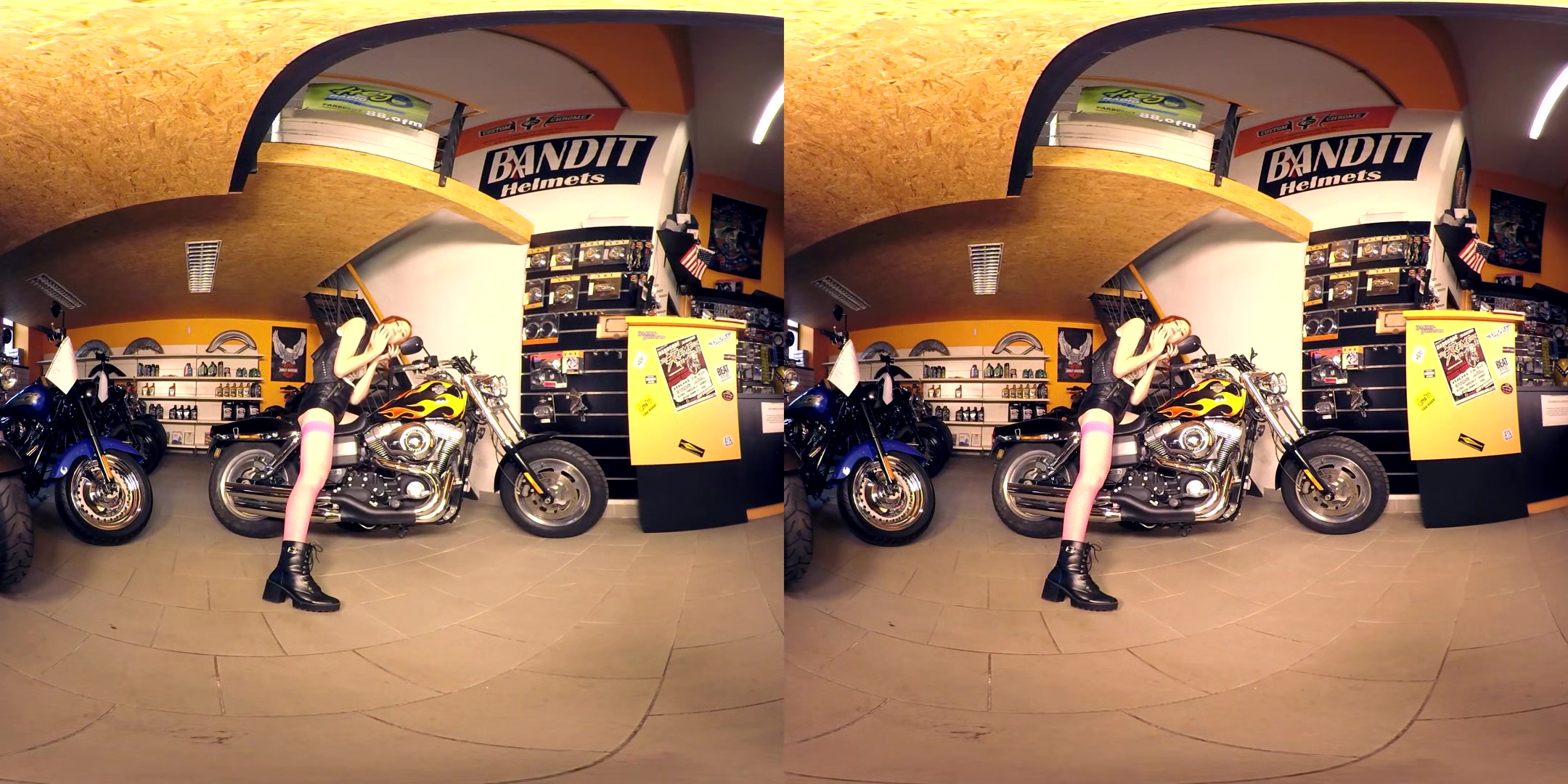 195 - Yassmine - Slender Redhead Naked In Motorcycle