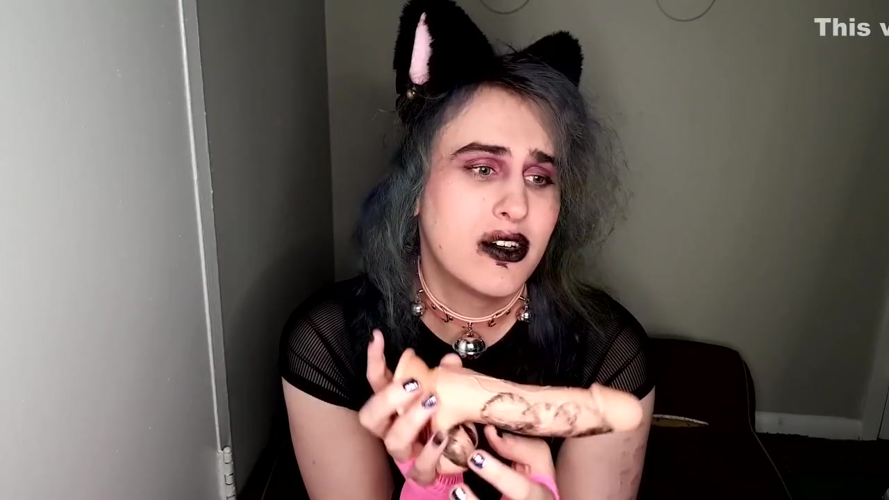 Goth Trans Cat Girl Gets Her Lipstick All Over Masters Cock