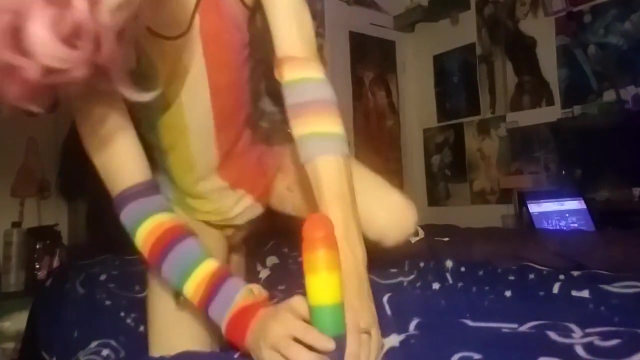 Trans Girl Rides Dildo & Footjob Ft. Animalauren