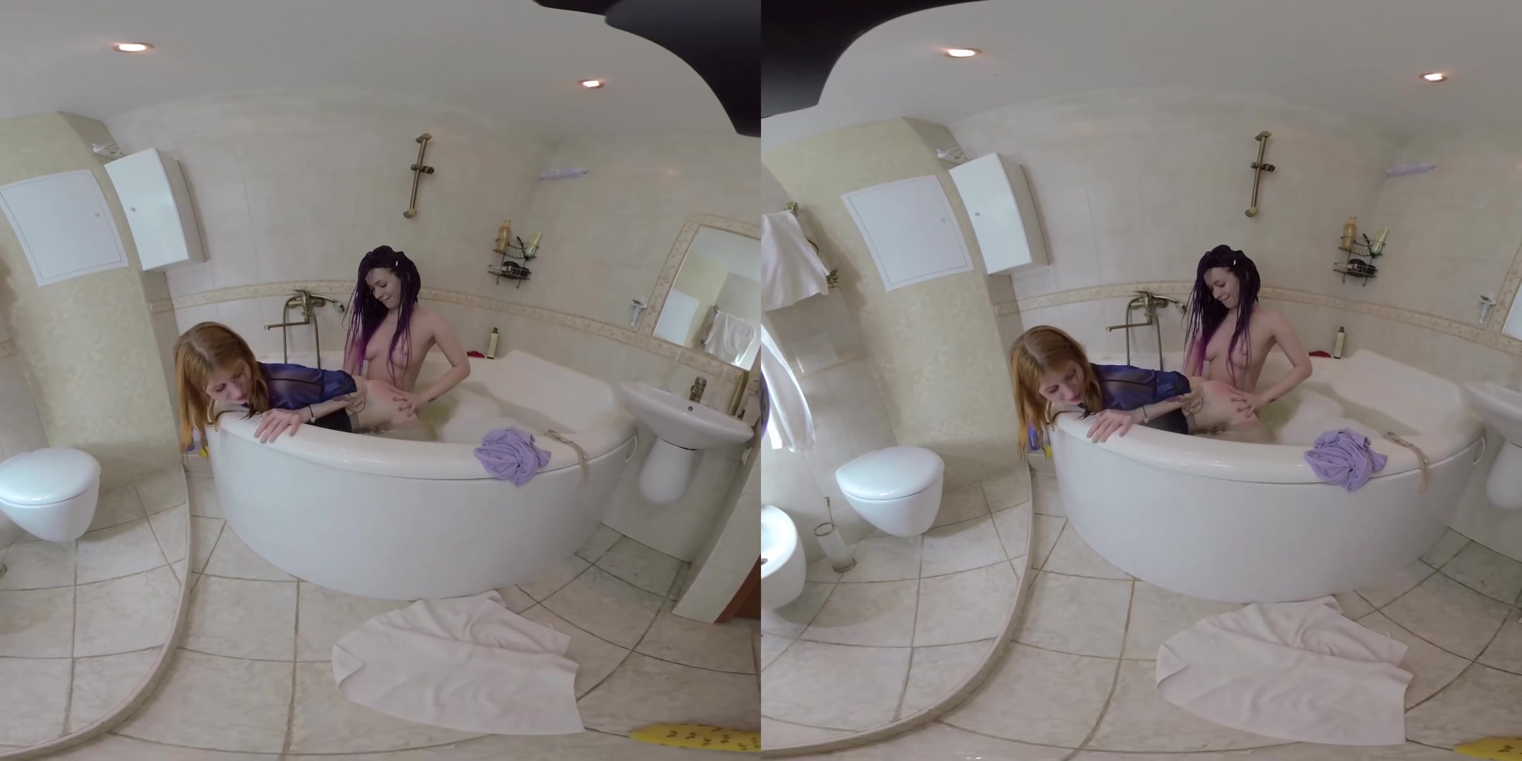 Nekokimiko And Mia Sanders Hot Lesbians Scene In Bathroom - VRmodels