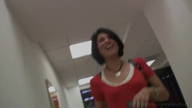 Brunette is happy when getting facial from the fake casting agent
