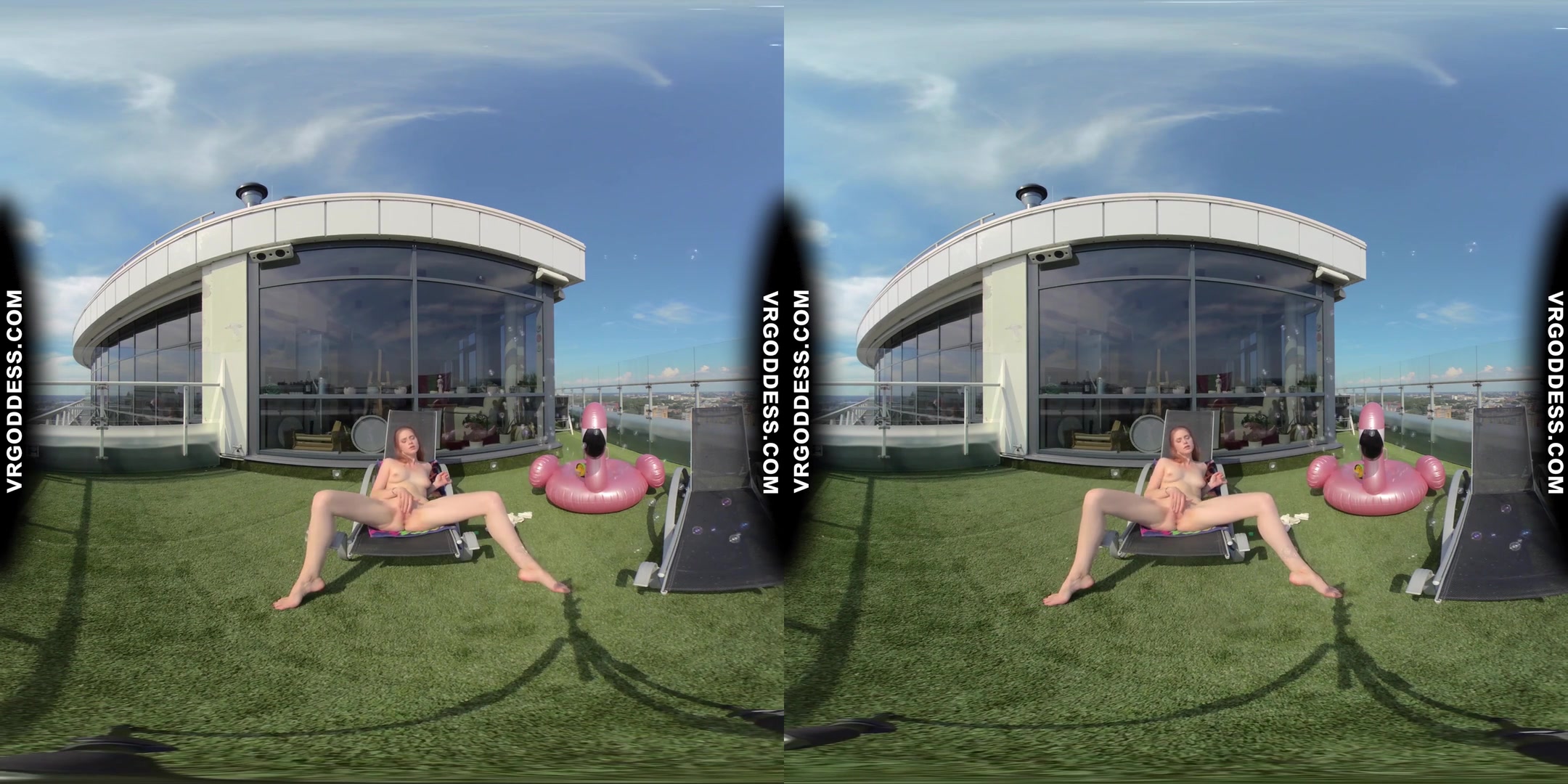 Summertime Naked Teen Sunbathing Babe Margarita Enjoying Herself In Bubbles In Sun
