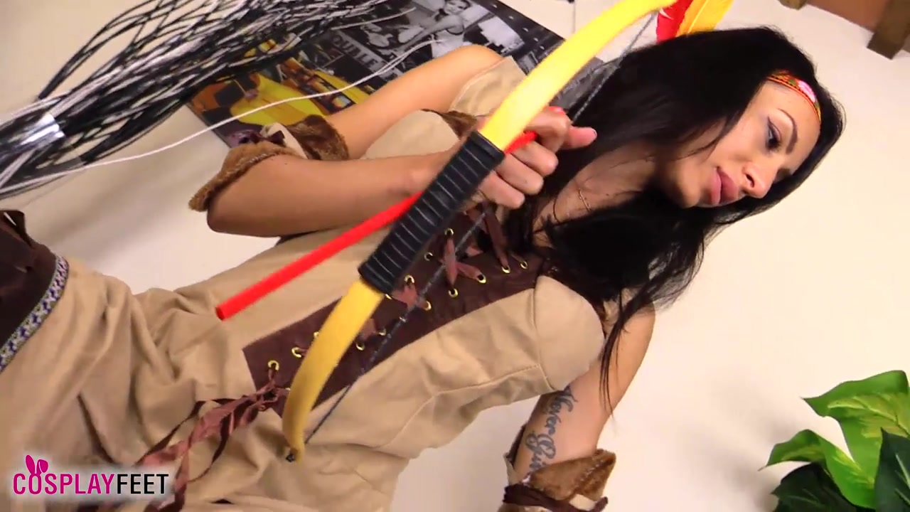 Super-hot Daniela dressed in an Indian cosplay costume and nude legs