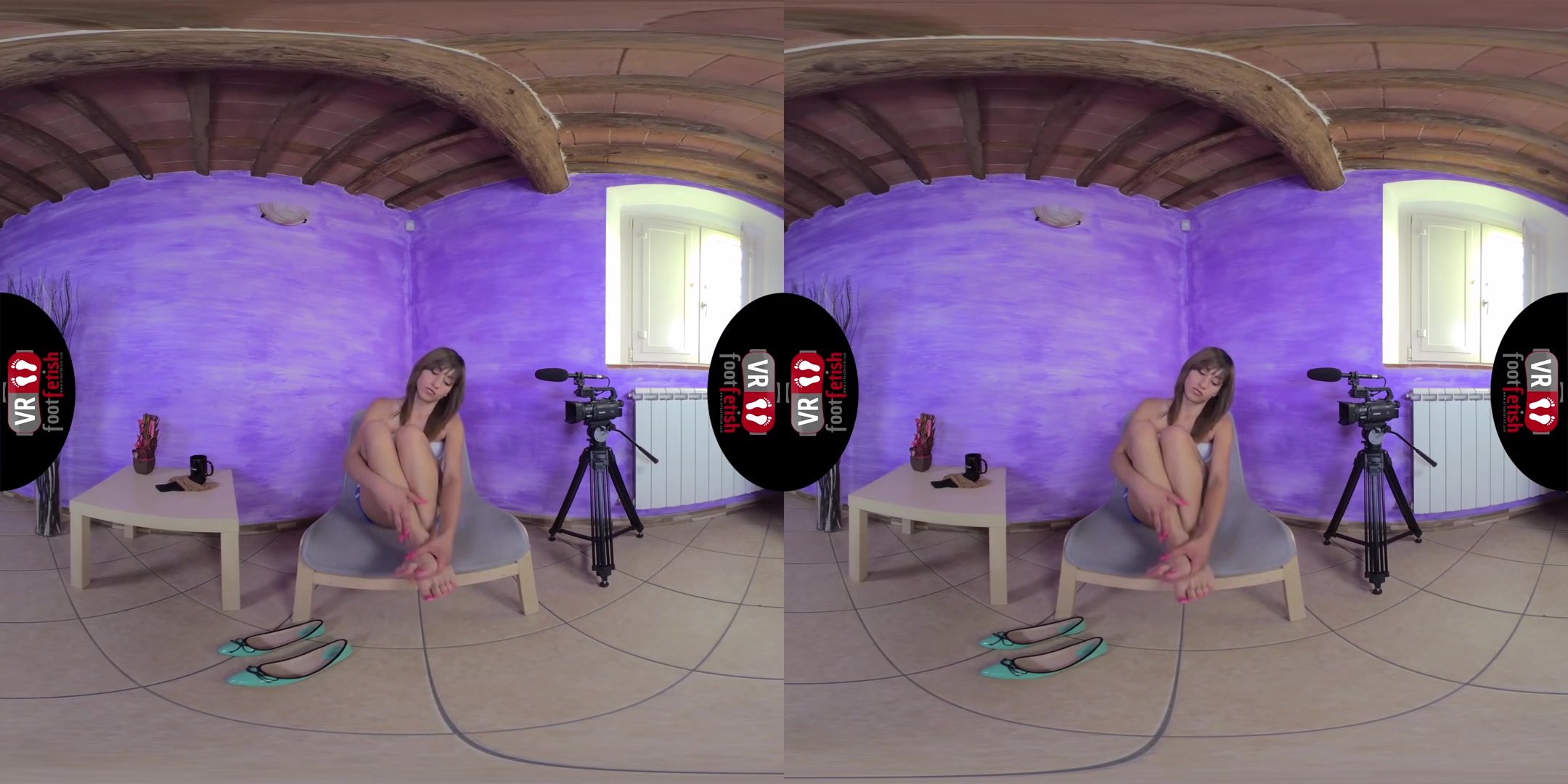 Deliciously Sexy Katy Tries On Different Pairs Of Knee - High Nylon Stockings; Leg Fetish Virtual Reality