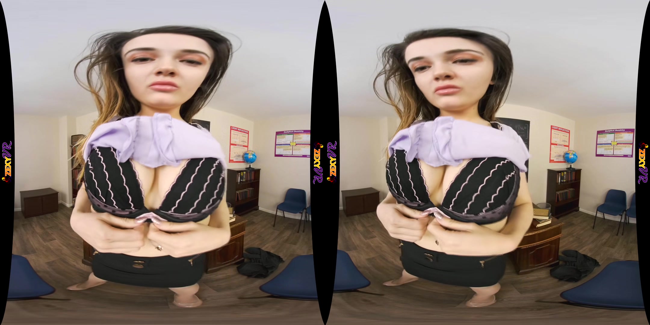Classroom Nude; Big Tits Brunette Solo Striptease
