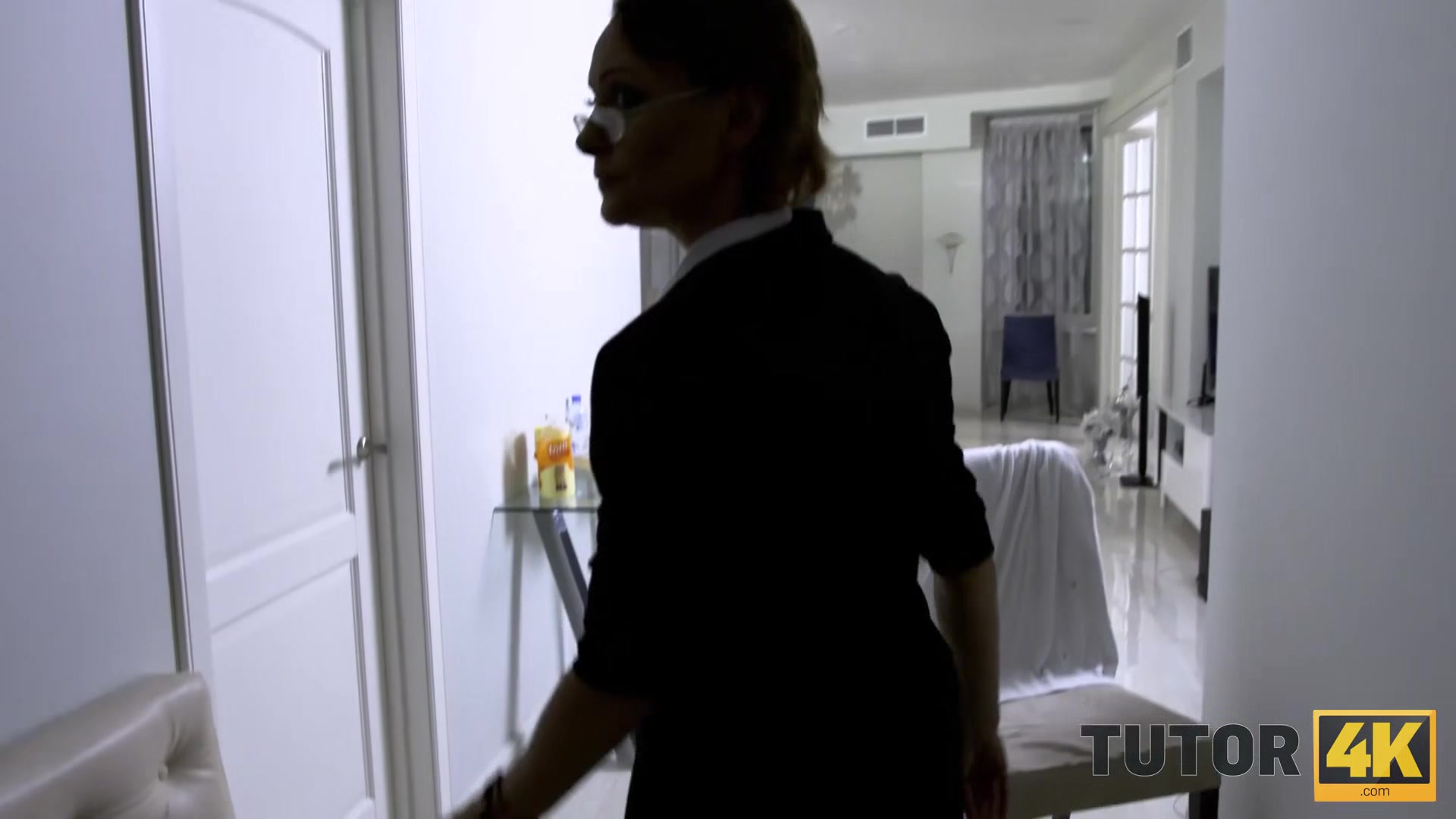 TUTOR4K. Guy bangs teacher and makes stepson watch because he is the debtor