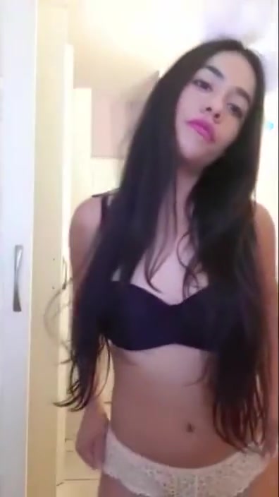 Cute teenage girl trying to show off her body in tight dress - teen 18+ strip