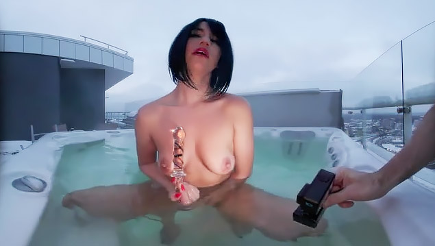 Angelika Showering And Rooftop Jacuzzi On A Snowy Winter Day
